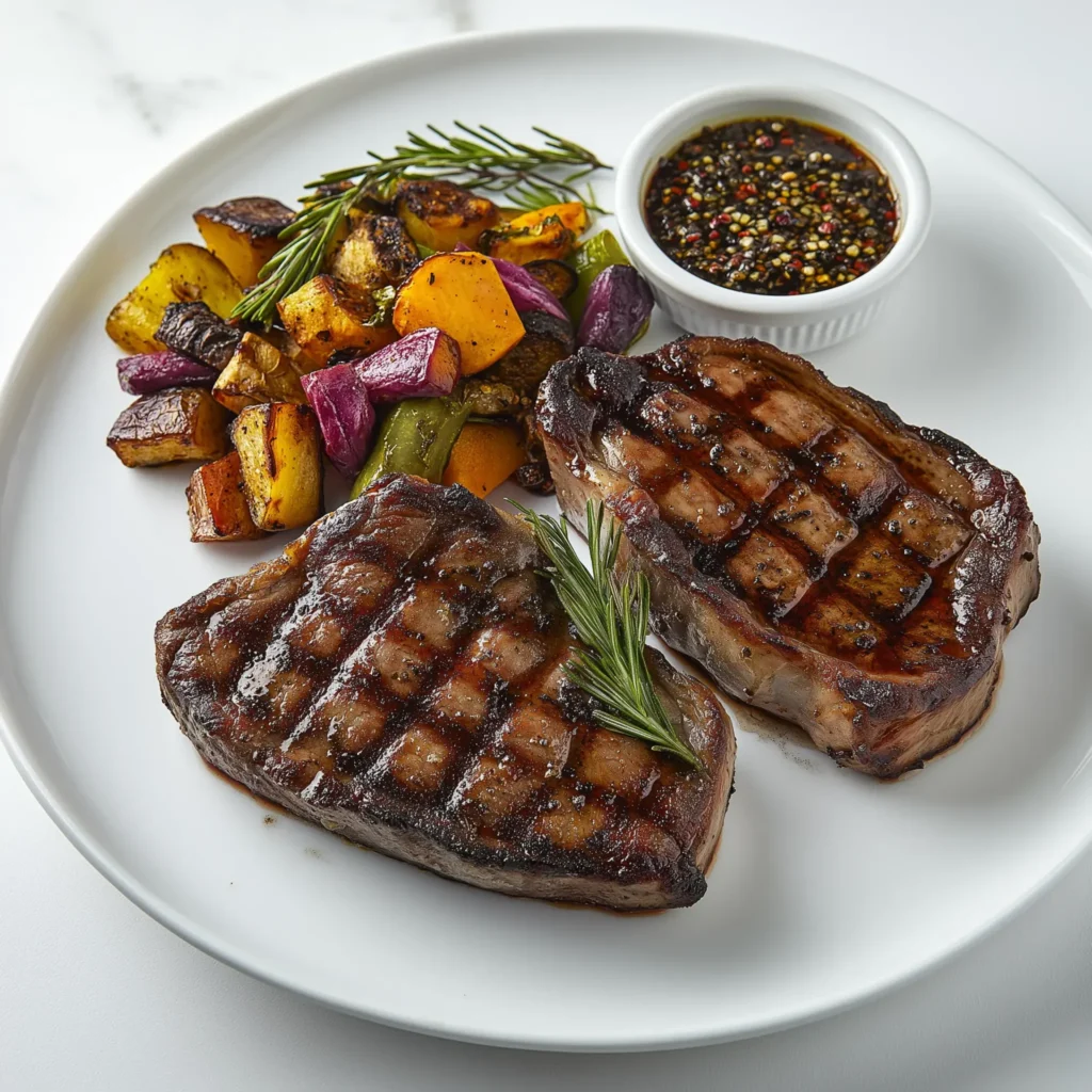 Two perfectly grilled rump steaks