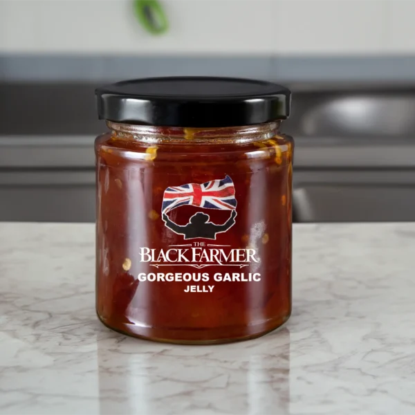 A jar of The Black Farmer’s Gorgeous Garlic Jelly