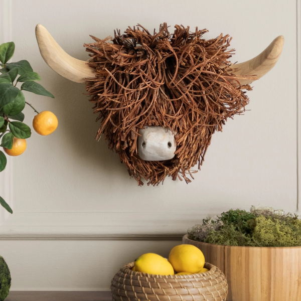 Hewie Highland Cow Wall Mounted Handcrafted Sculpture 1