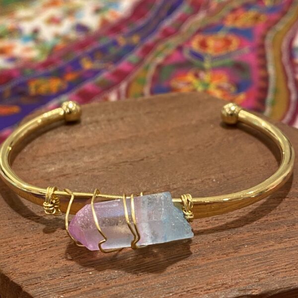 stone healing Crystal Cuff Bracelet Purple Amethyst