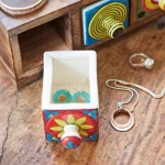 Mango Wood and Ceramic 3-Drawer Jewellery Box – Multicoloured 2