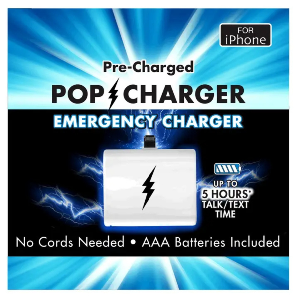 Pop Charger – Pre-Charged Emergency iPhone Charger