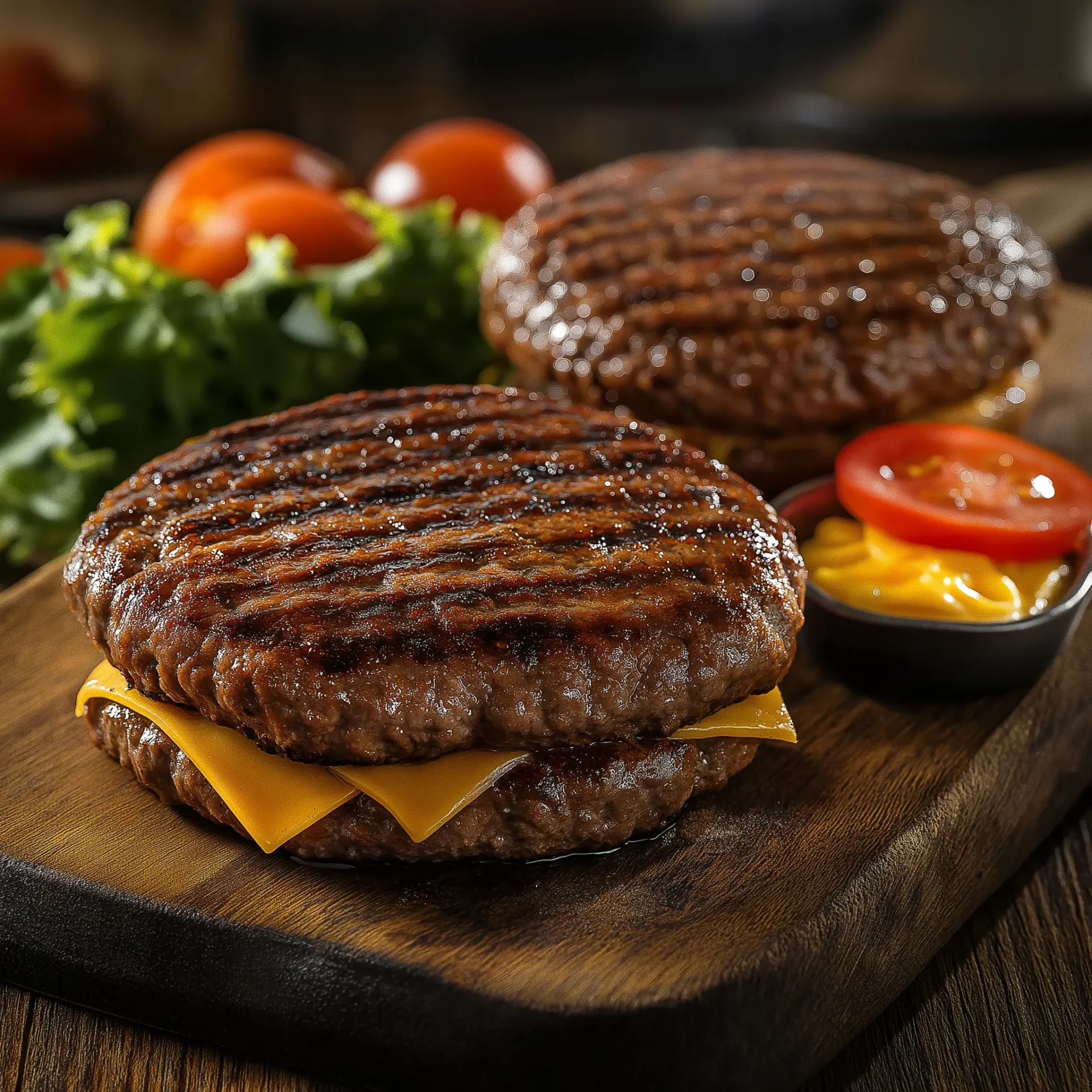 Two juicy beef burger patties