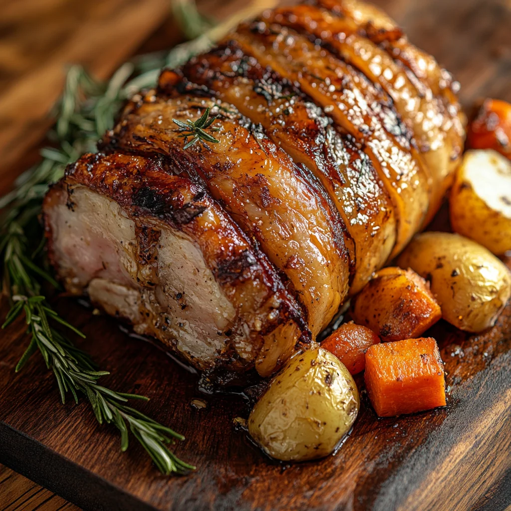 mini pork joint, golden-brown with a crispy crackling exterior