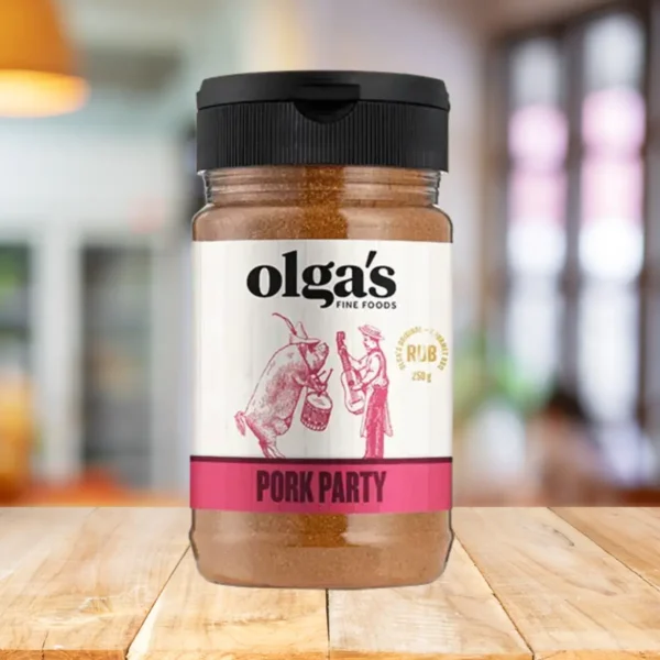 Image of Olga's Pork Party BBQ Rub – a versatile seasoning blend ideal for pork