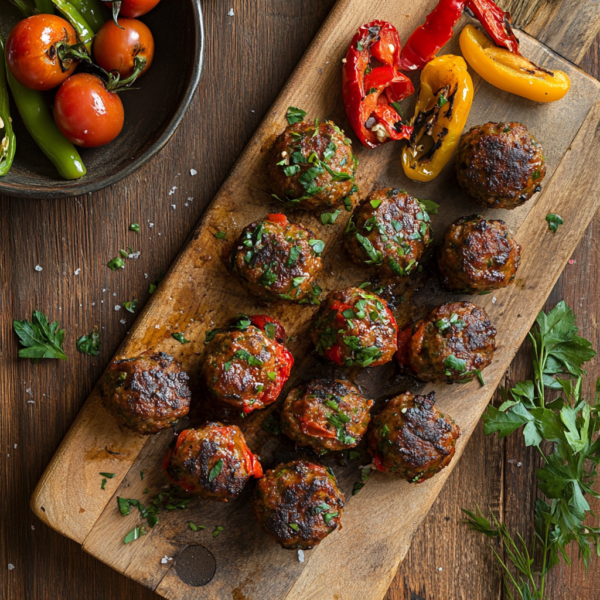 Pepper and Tomato Goat Meatballs