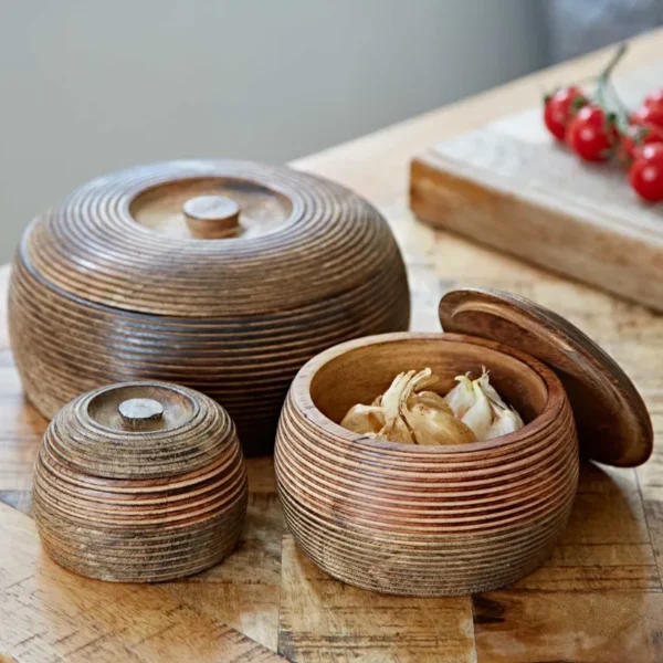 Mango Wood Bowl with Lid