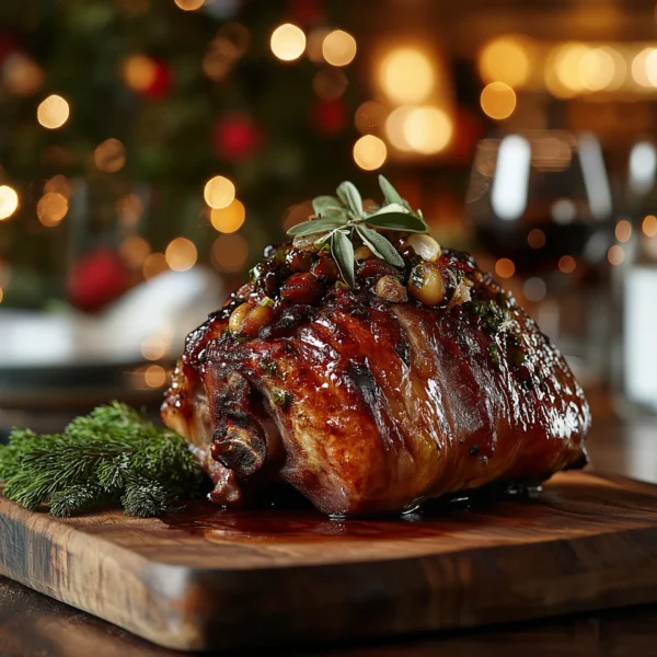 Slow-cooked fresh pork hock, glazed and tender, a perfect main dish for festive Christmas dinners