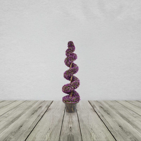120cm Purple Large Leaf Spiral Topiary Tree With Decorative Planter