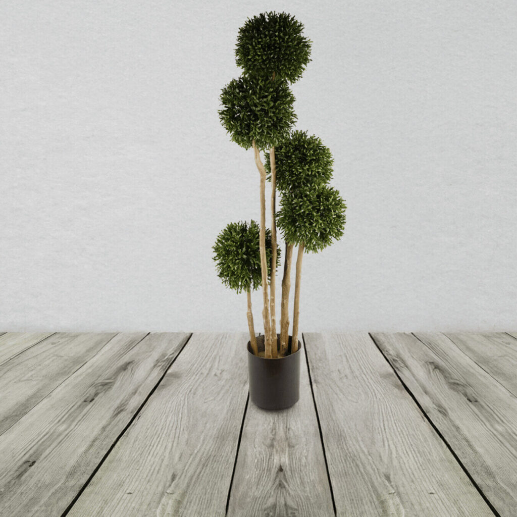 120cm UV Resistant Balls Topiary - 480 Leaves - Natural Trunk