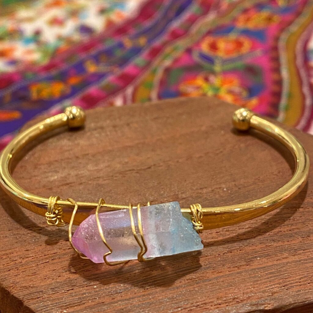 stone healing Crystal Cuff Bracelet Purple Amethyst