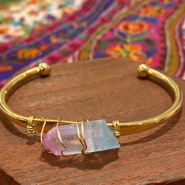 stone healing Crystal Cuff Bracelet Purple Amethyst