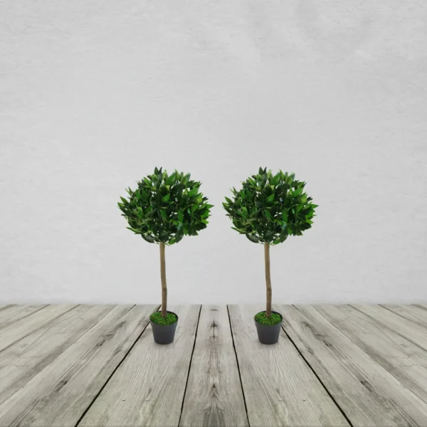 PLAIN PAIR OF STEM ARTIFICIAL TOPIARY BAY LAUREL BALL TREES