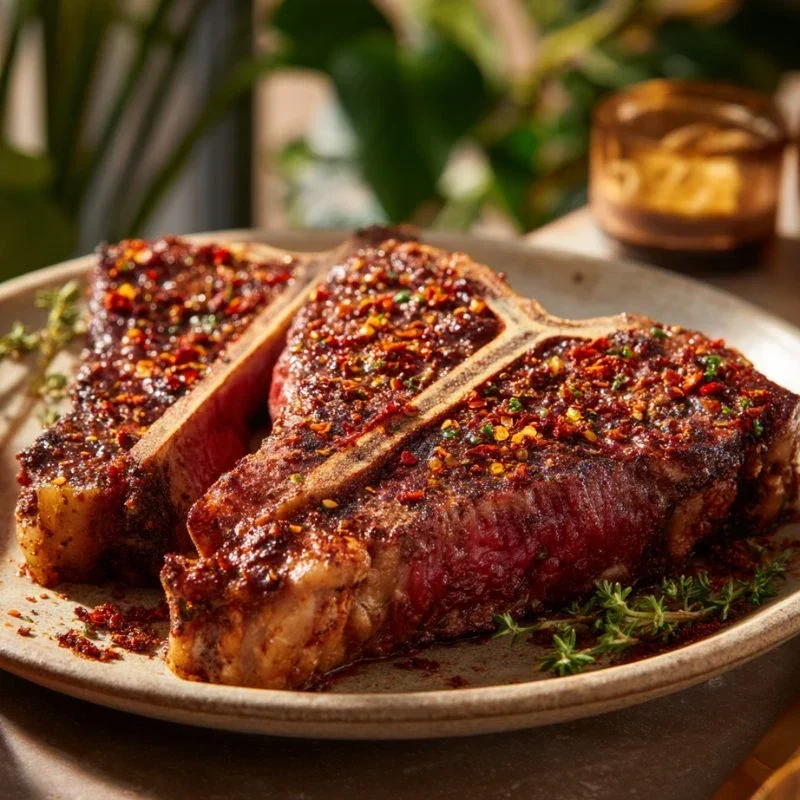 Sticky BBQ Beef T-Bone Steaks